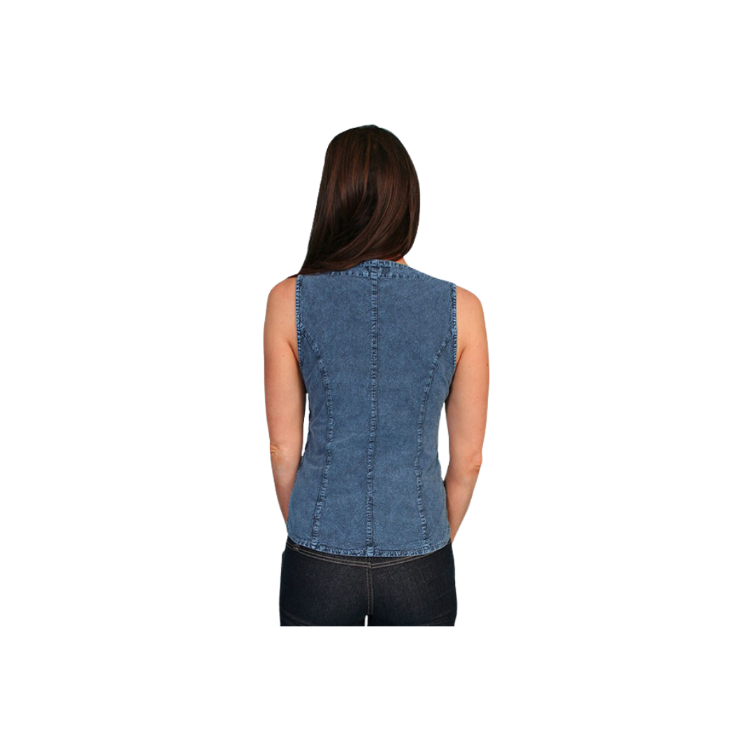 Scully Women's Lace Up Sleeveless Blue Shirt
