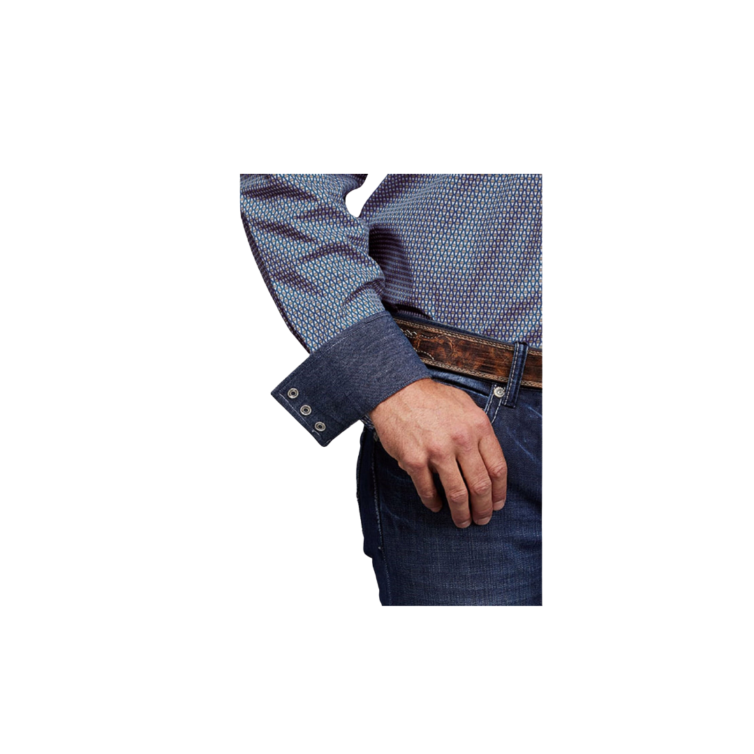 Stetson Apparel Men's Diamond Neat Print Blue Shirt