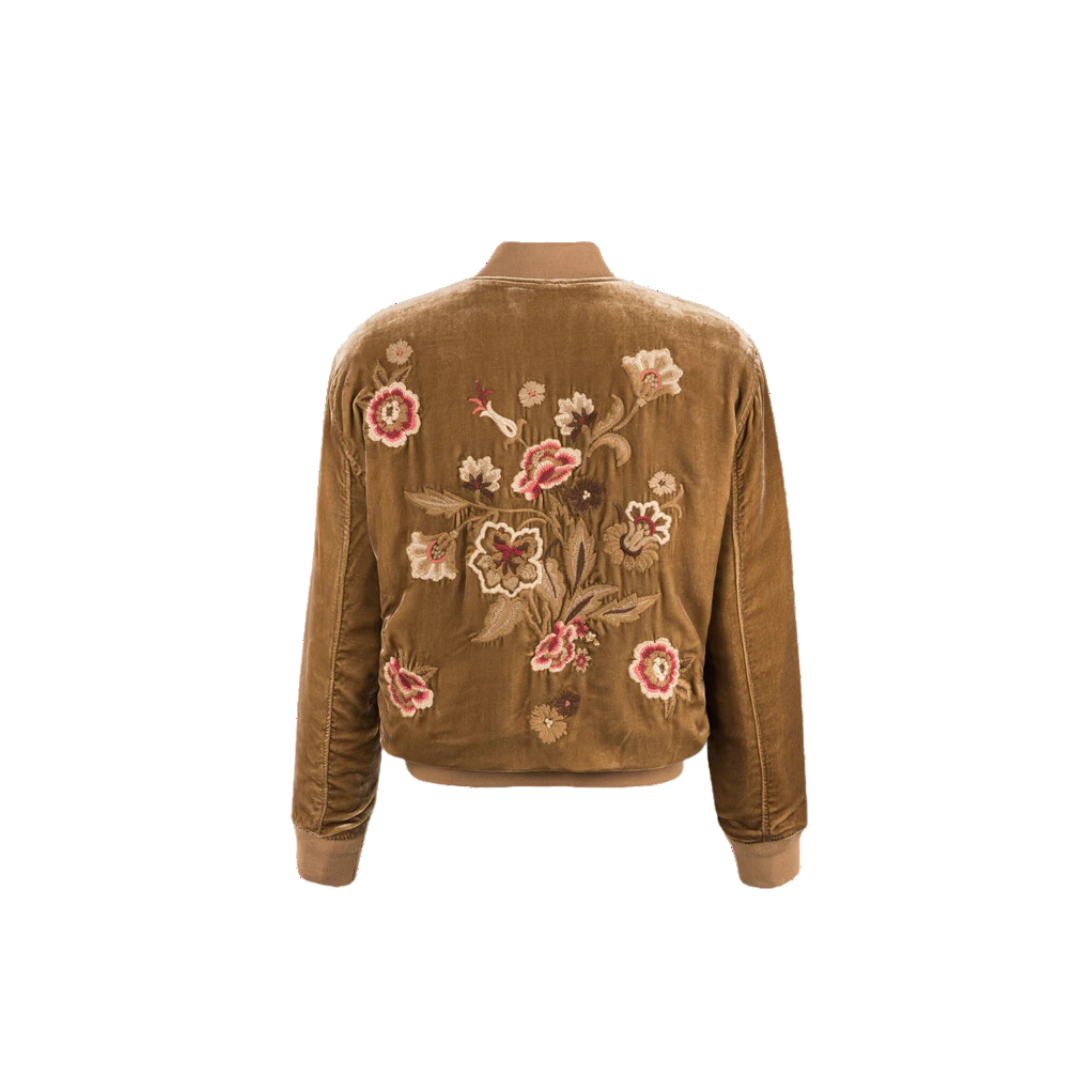 Stetson Apparel Women's Velvet Bomber Khaki Jacket