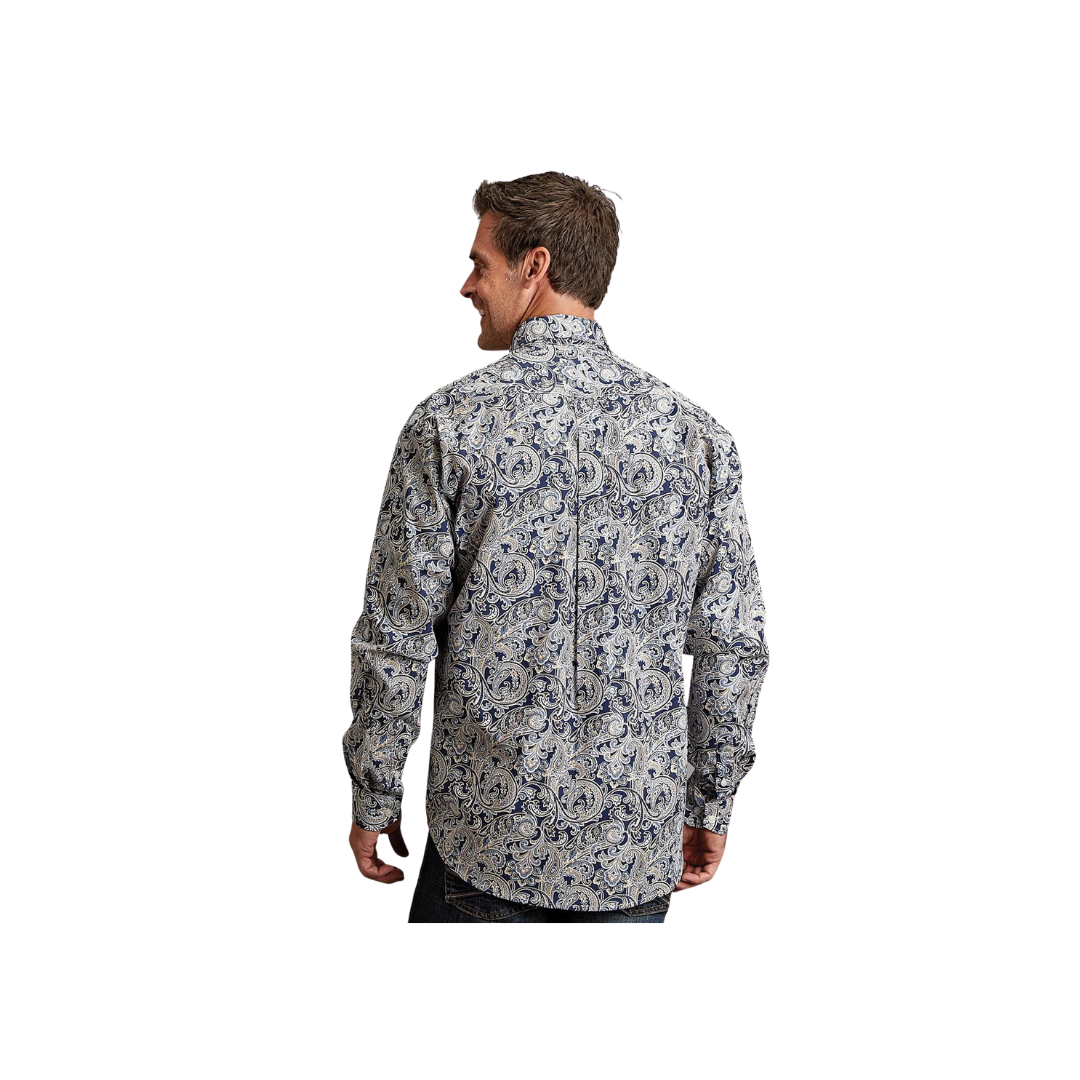 Stetson Apparel Men's Greenspring Paisley Cotton Blue Shirt