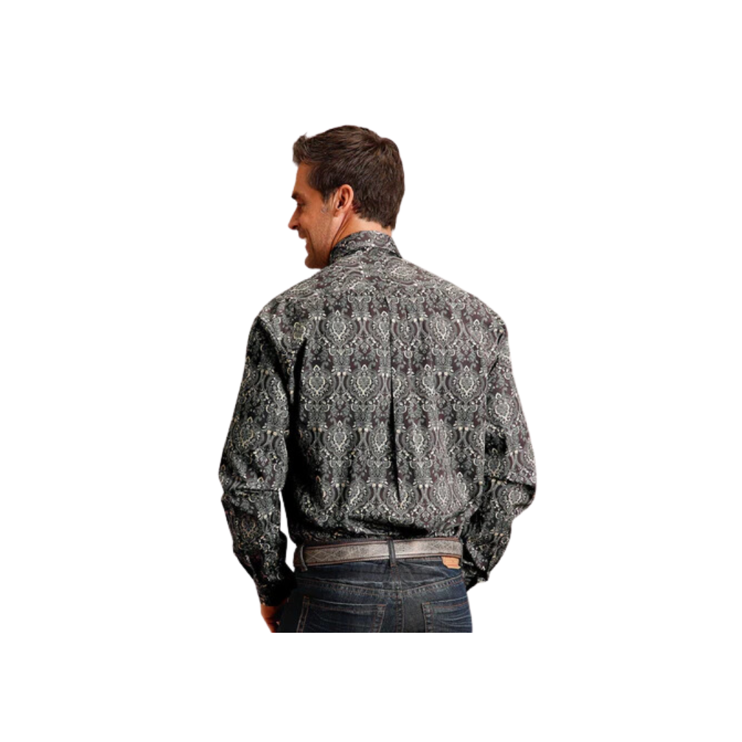 Stetson Apparel Men's Vintage Damask Cotton Grey Shirt