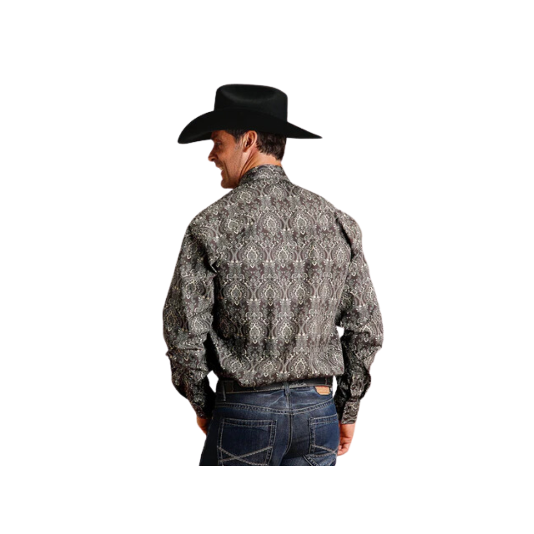 Stetson Apparel Men's Vintage Damask Cotton Grey Shirt