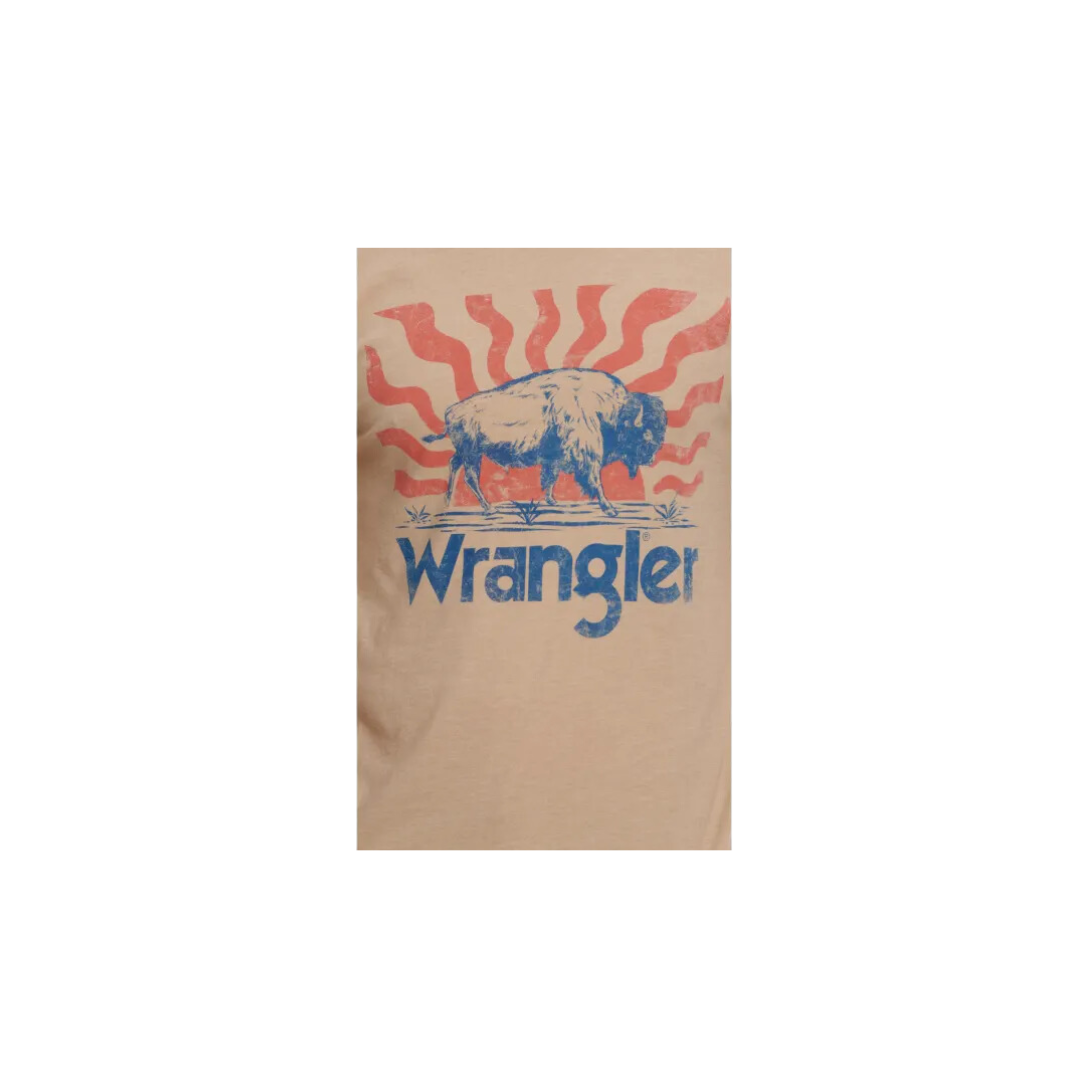 Wrangler Men's Toasted Sunrise Logo Graphic Short Sleeve Sand Buffalo Tan T Shirt