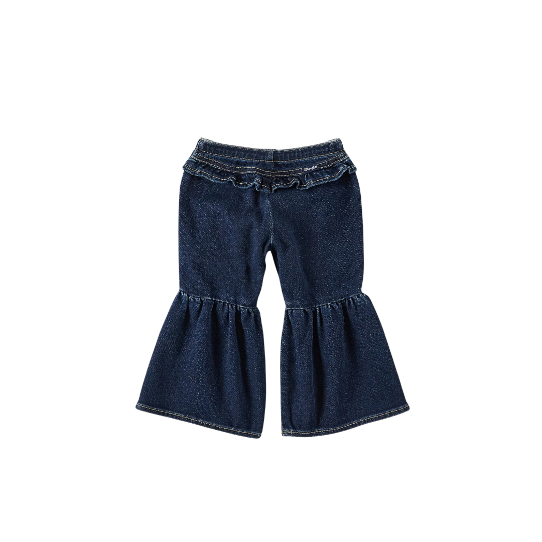 Wrangler Infant Girl's Ruffle Leg Flare Lacey Blue Jeans