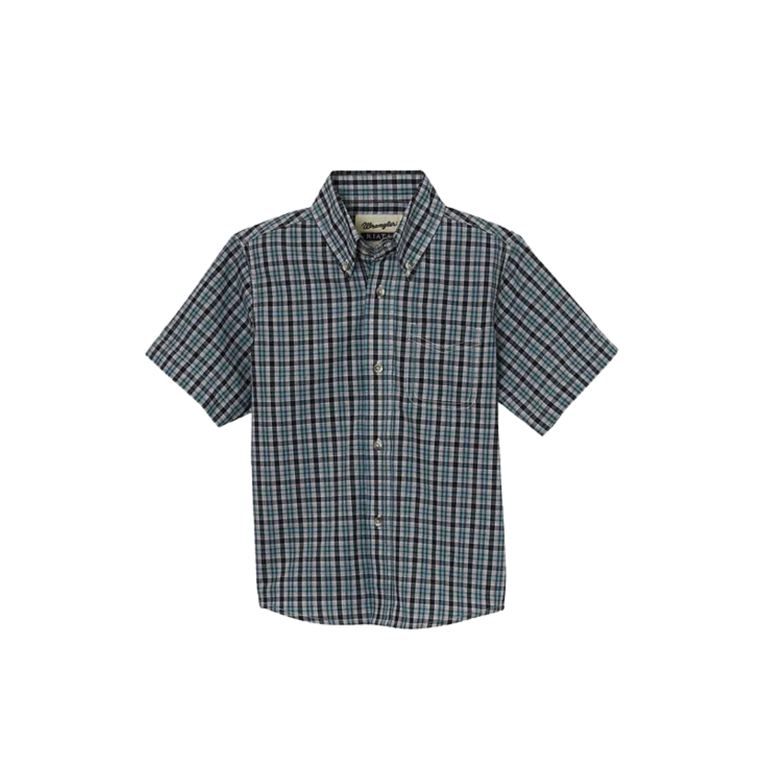 Wrangler Youth Boy's Long Sleeve Riata Blue Shirt