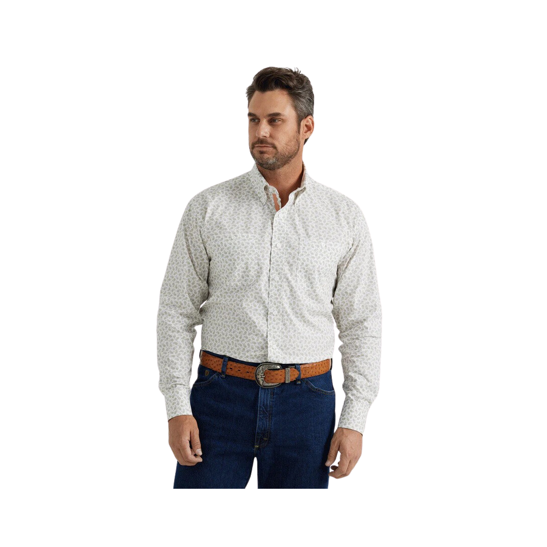 Wrangler Men's George Strait Print White Shirt