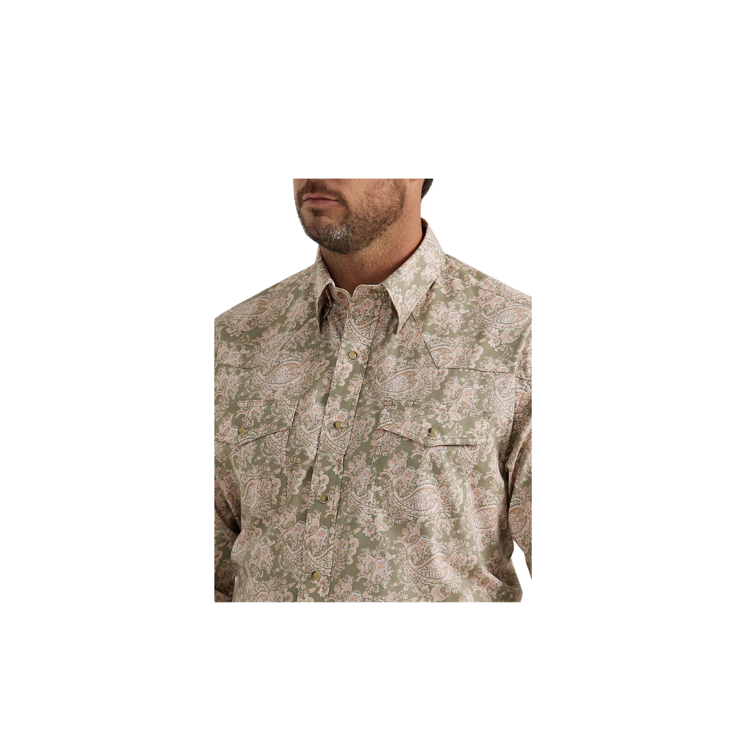 Wrangler Men's George Strait Print Green Shirt