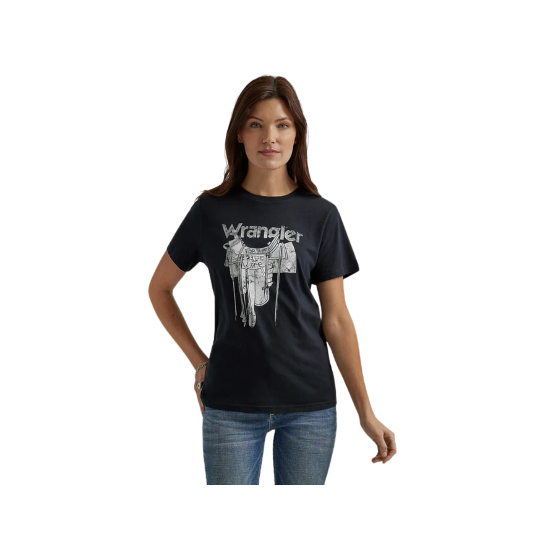 Wrangler Women's Retro Western Graphic Short Sleeve Tee Black Shirt