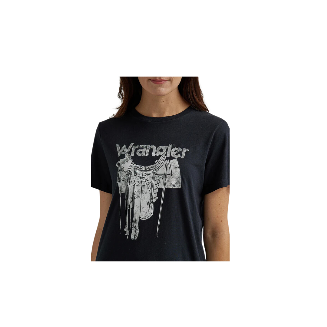 Wrangler Women's Retro Western Graphic Short Sleeve Tee Black Shirt