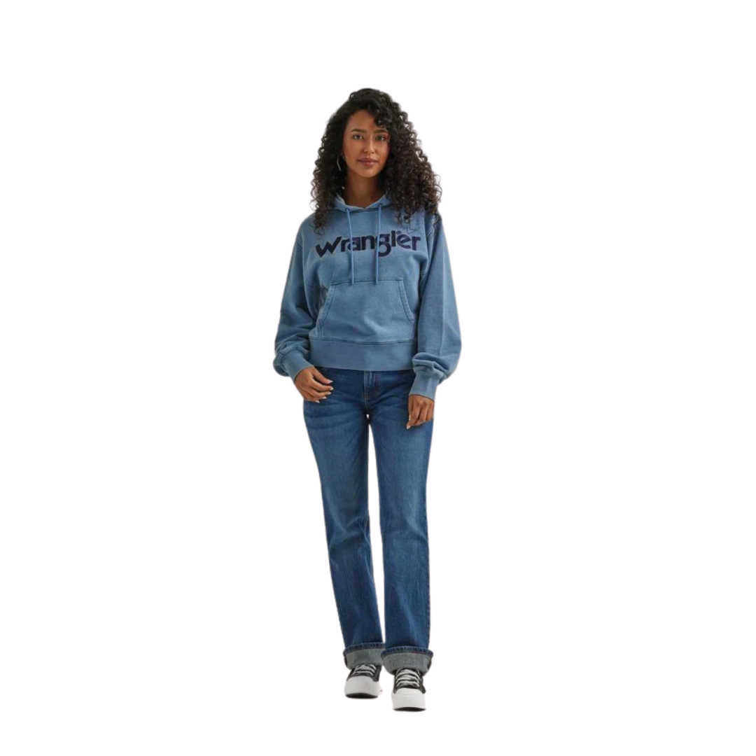 Wrangler Women's Retro Americana Cropped Blue Hoodie