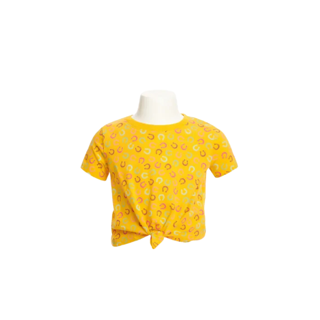 Wrangler Infant Girl's Tie Front Colorful Print Golden Yellow Shirt