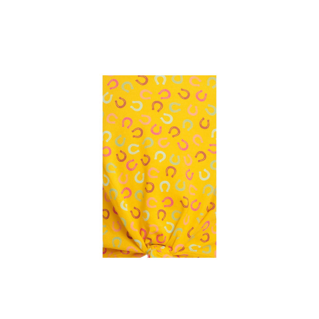 Wrangler Infant Girl's Tie Front Colorful Print Golden Yellow Shirt