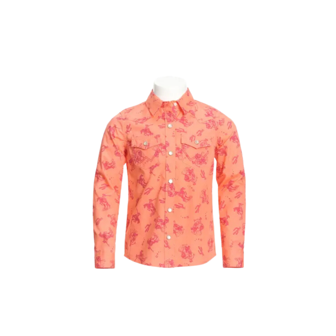 Wrangler Youth Girl's Tangerine Raspberry Desert Orange Shirt