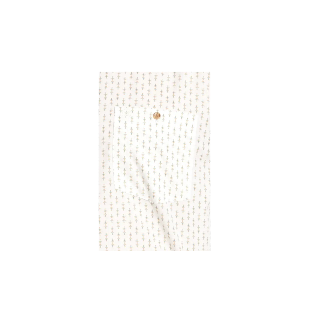 Wrangler Men's Classic Geo Print Western Cream Antique Gold White Shirt