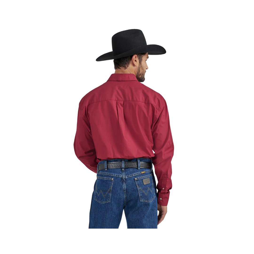 Wrangler Men's George Strait Collection Button Down Burgundy Shirt