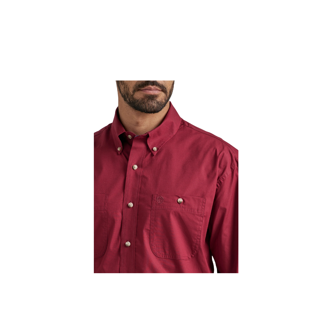 Wrangler Men's George Strait Collection Button Down Burgundy Shirt