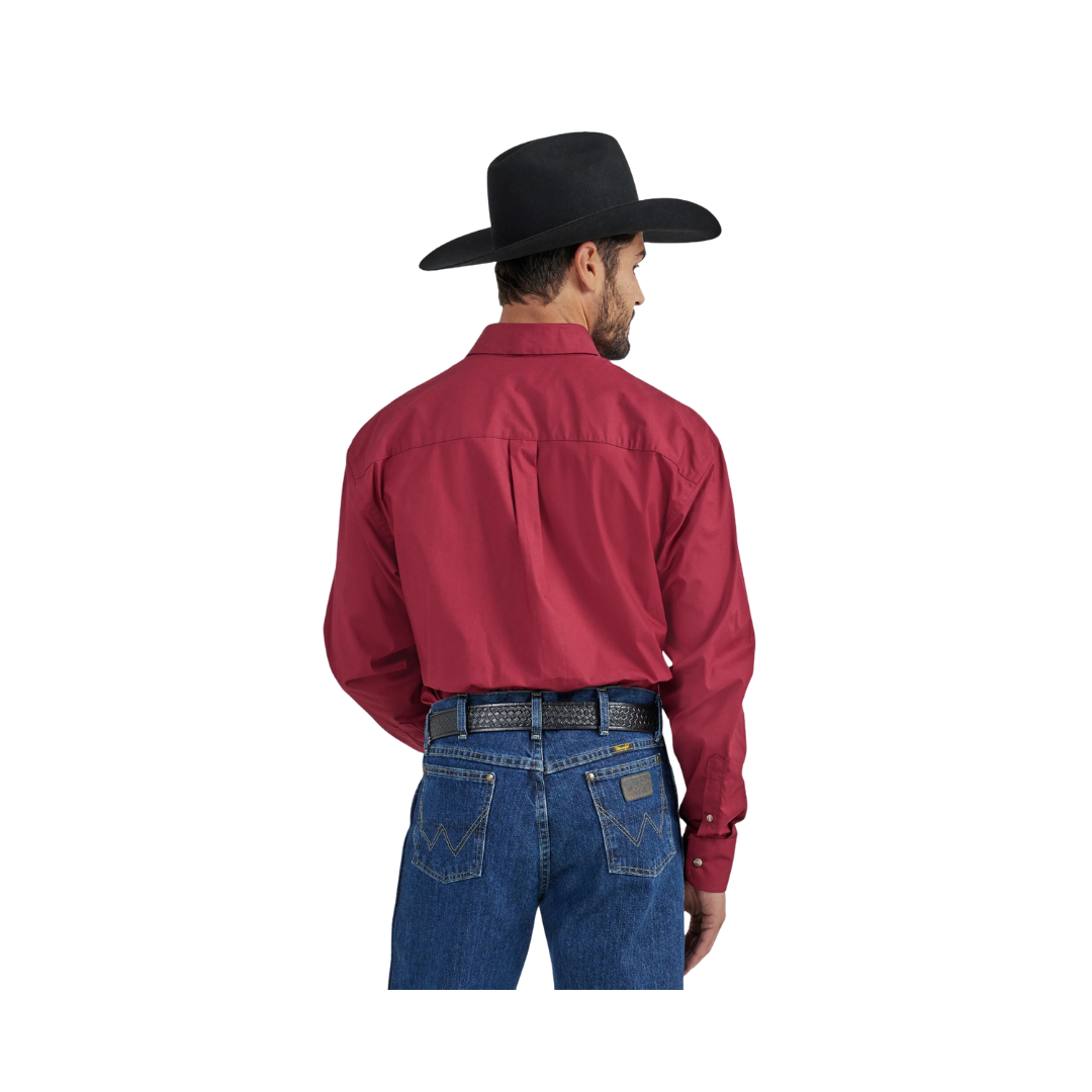 Wrangler Men's George Strait Collection Button Down Burgundy Shirt