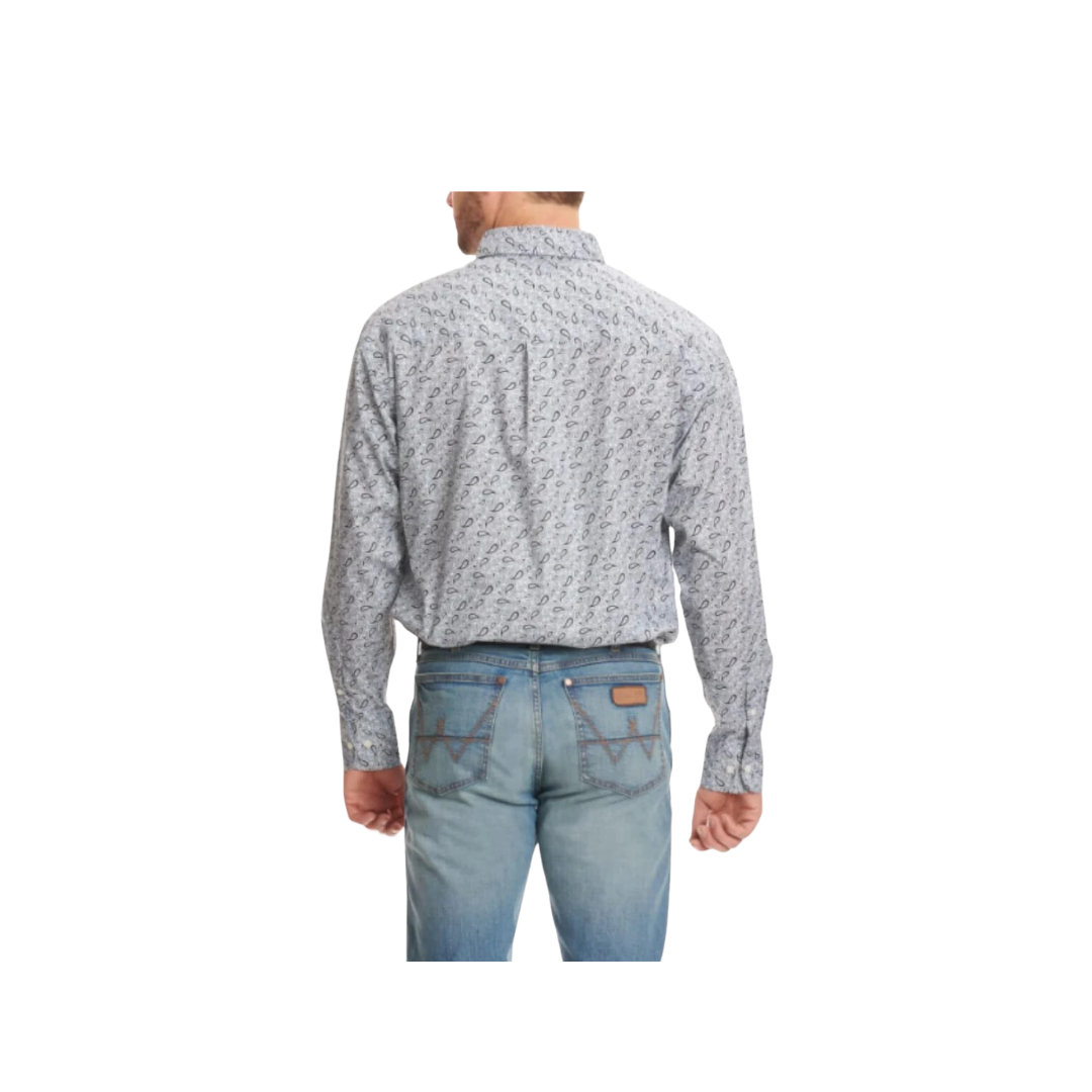 Wrangler Men's Classic Long Sleeve Relaxed Fit Steel Blue Big Shirt