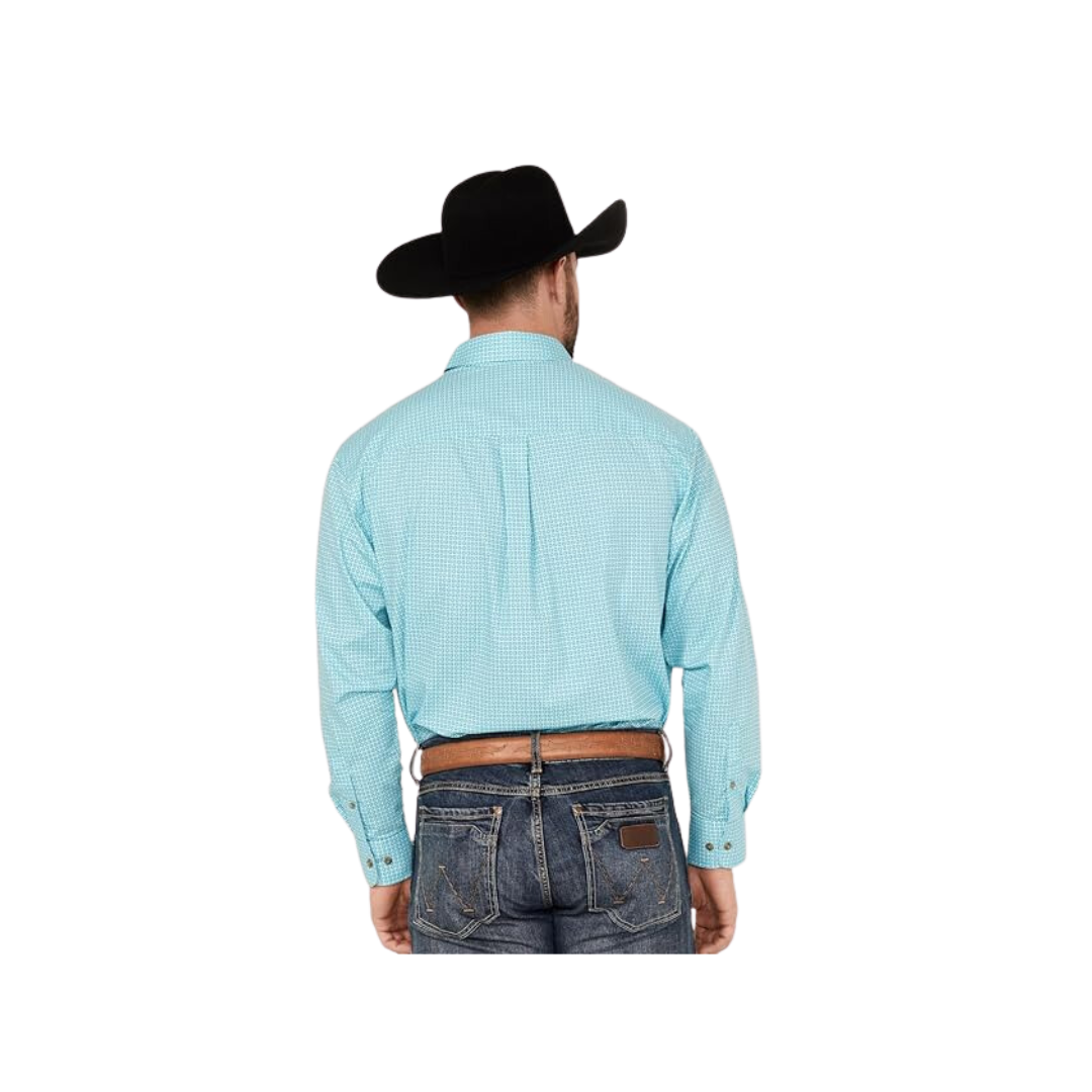 Wrangler Men's George Strait Long Sleeve Button Down Turquoise Shirt