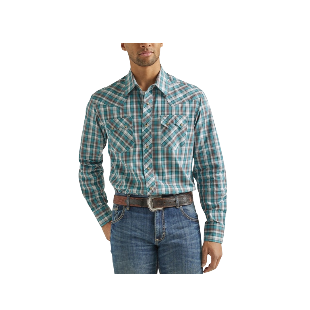 Wrangler Men's Retro Plaid Turquoise Shirt