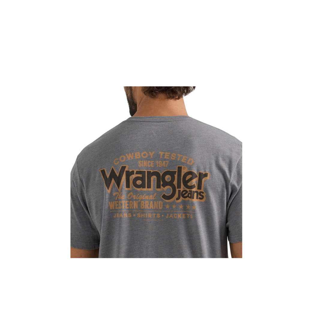 Wrangler Men's Cowboy Tested Graphite Heather T Shirt