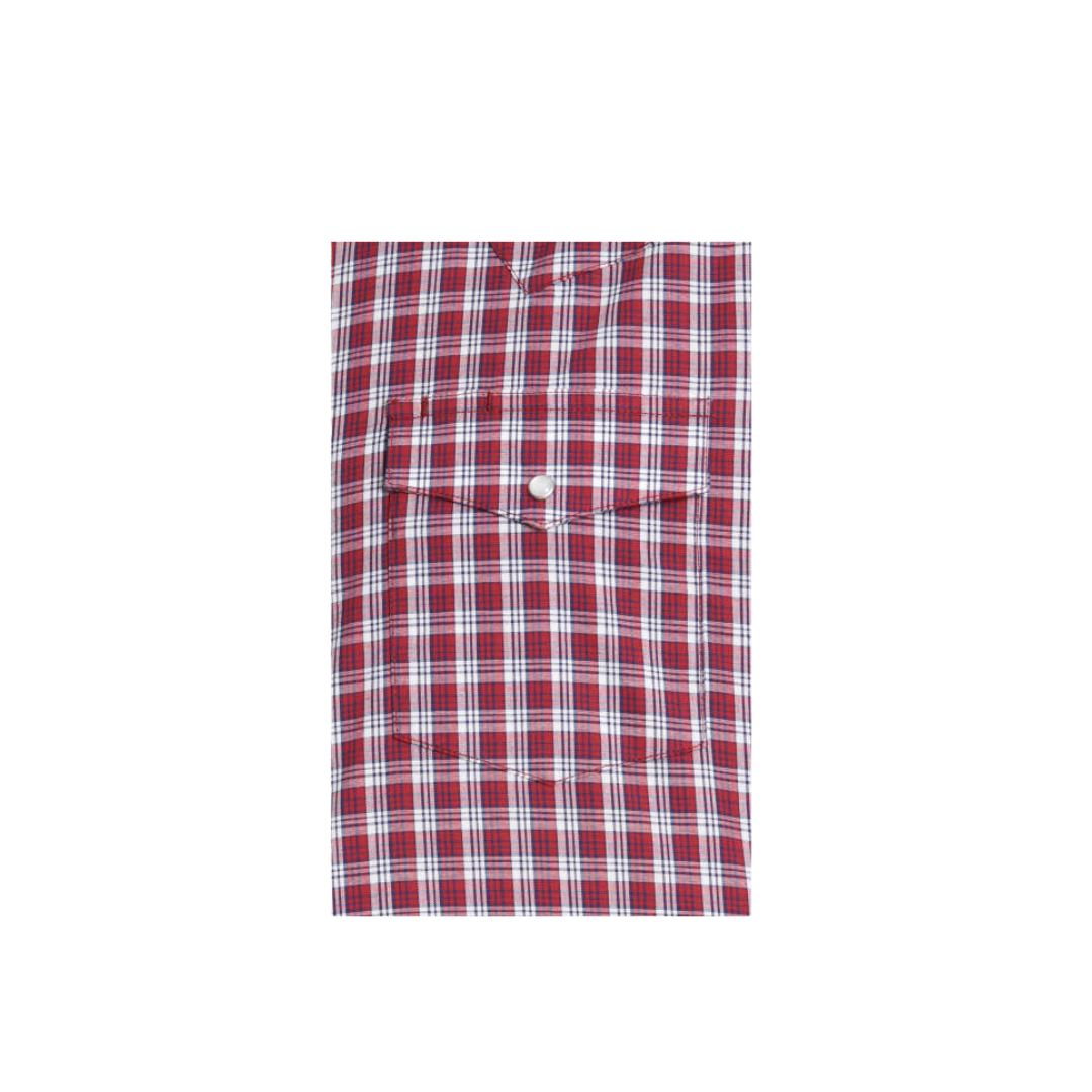 Wrangler Men's Dark Garnet Plaid Relaxed Fit Western Burgundy Shirt
