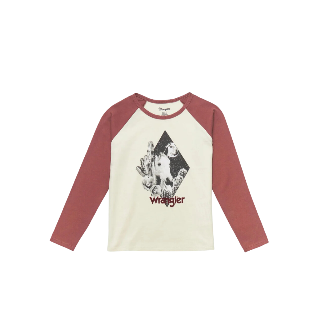 Wrangler Youth Girl's Knit Cream Burgundy Shirt