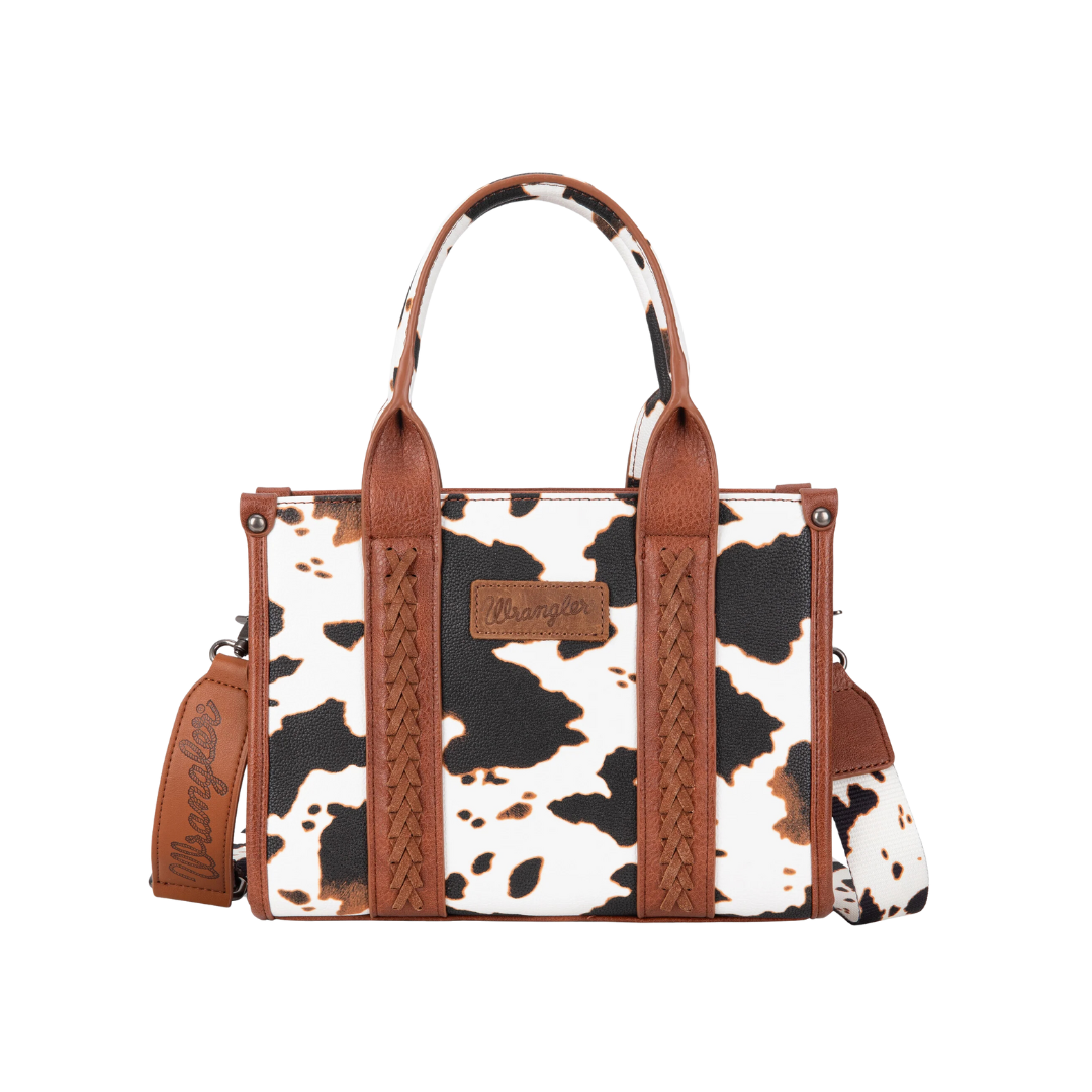 Wrangler Women's Cow Print Concealed Carry Tote Brown Crossbody
