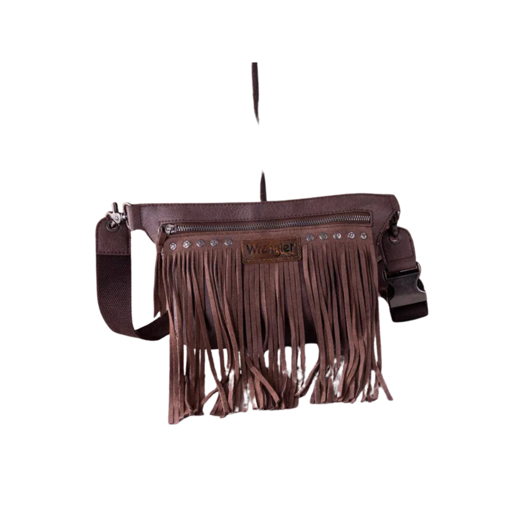 Wrangler Women's Fringe Fanny Pack Sling Coffe Belt Bag