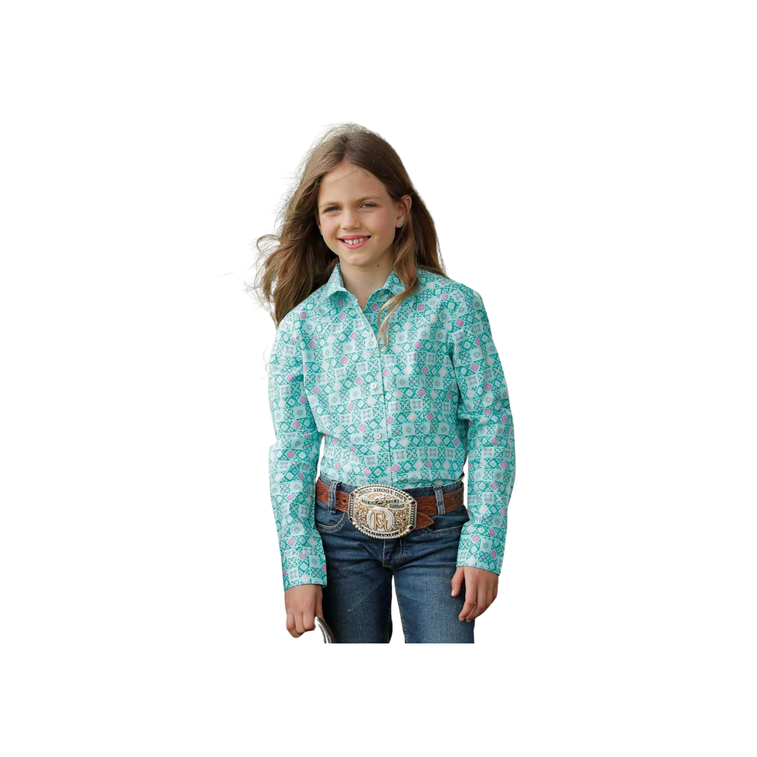 Cruel Youth Girl's Geo Print Turquiose Shirt