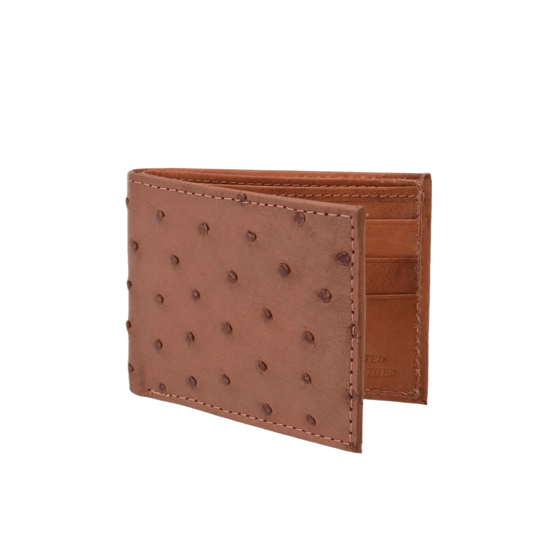 Jaime Cerrillo Men's Bifold Ostrich Leather Cognac Wallet