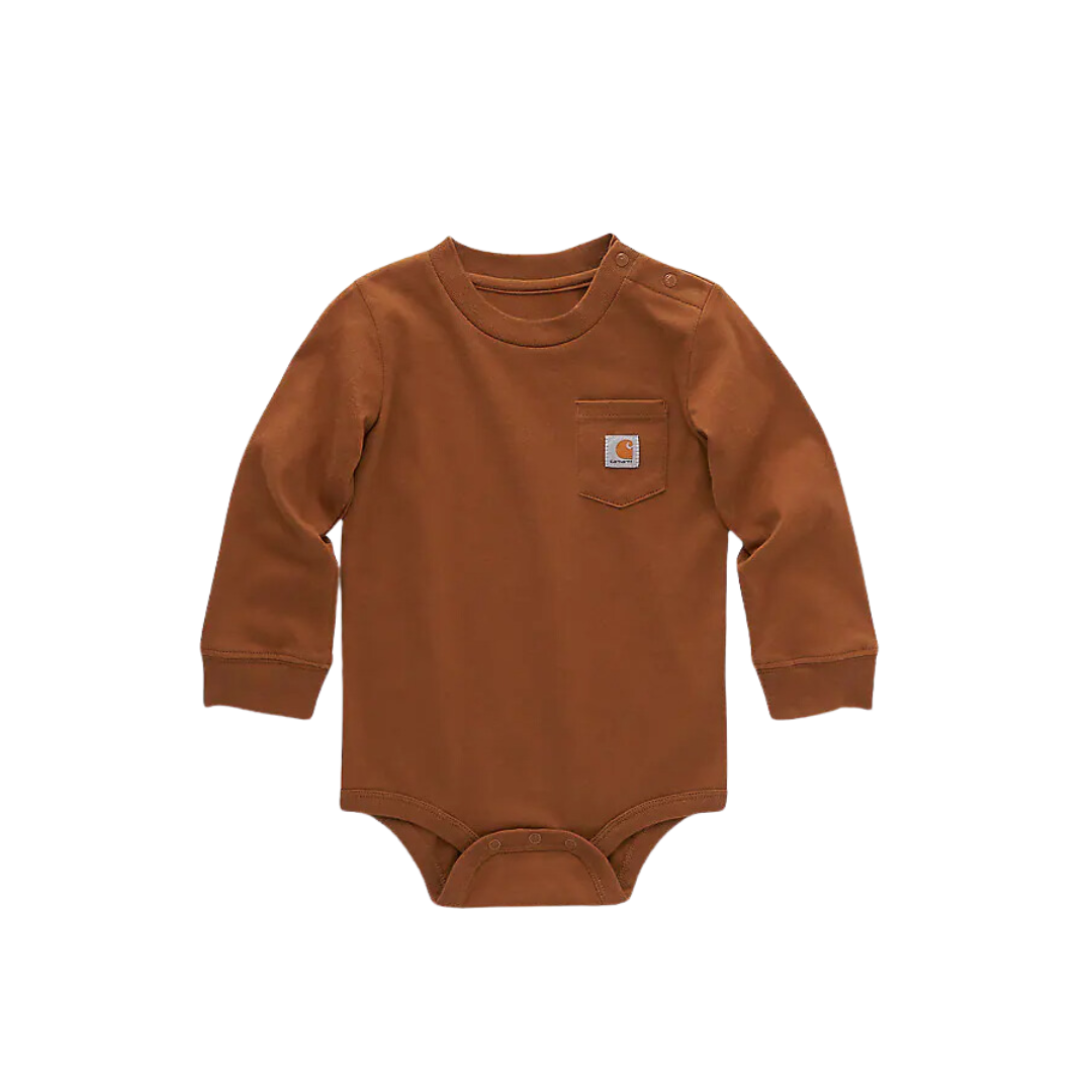 Carhartt Infant Boy's Long Sleeve Pocket Brown Bodysuit