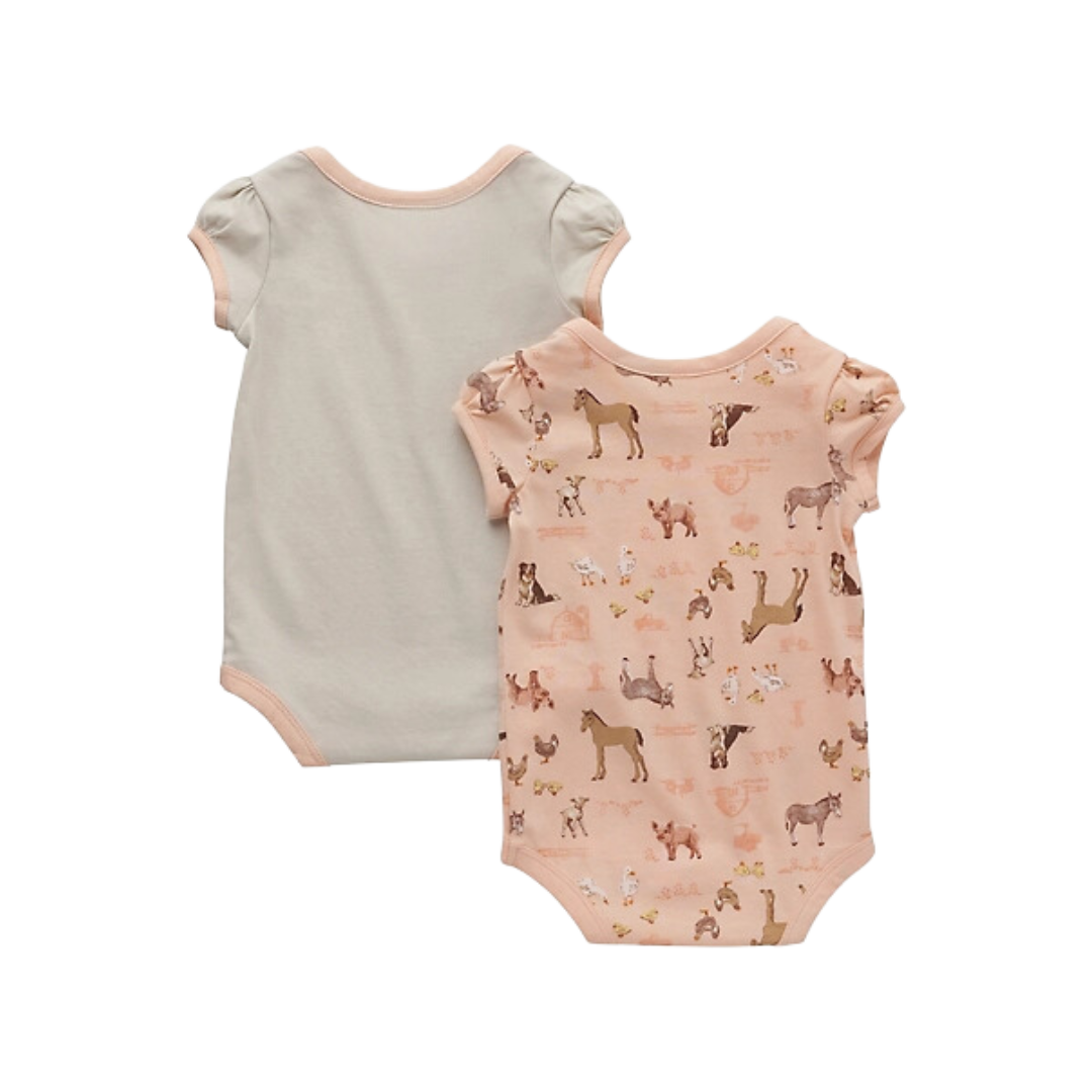 Carhartt Infant Boy's Short Sleeve Farm Print 2 Set Tropical Peach Bodysuit