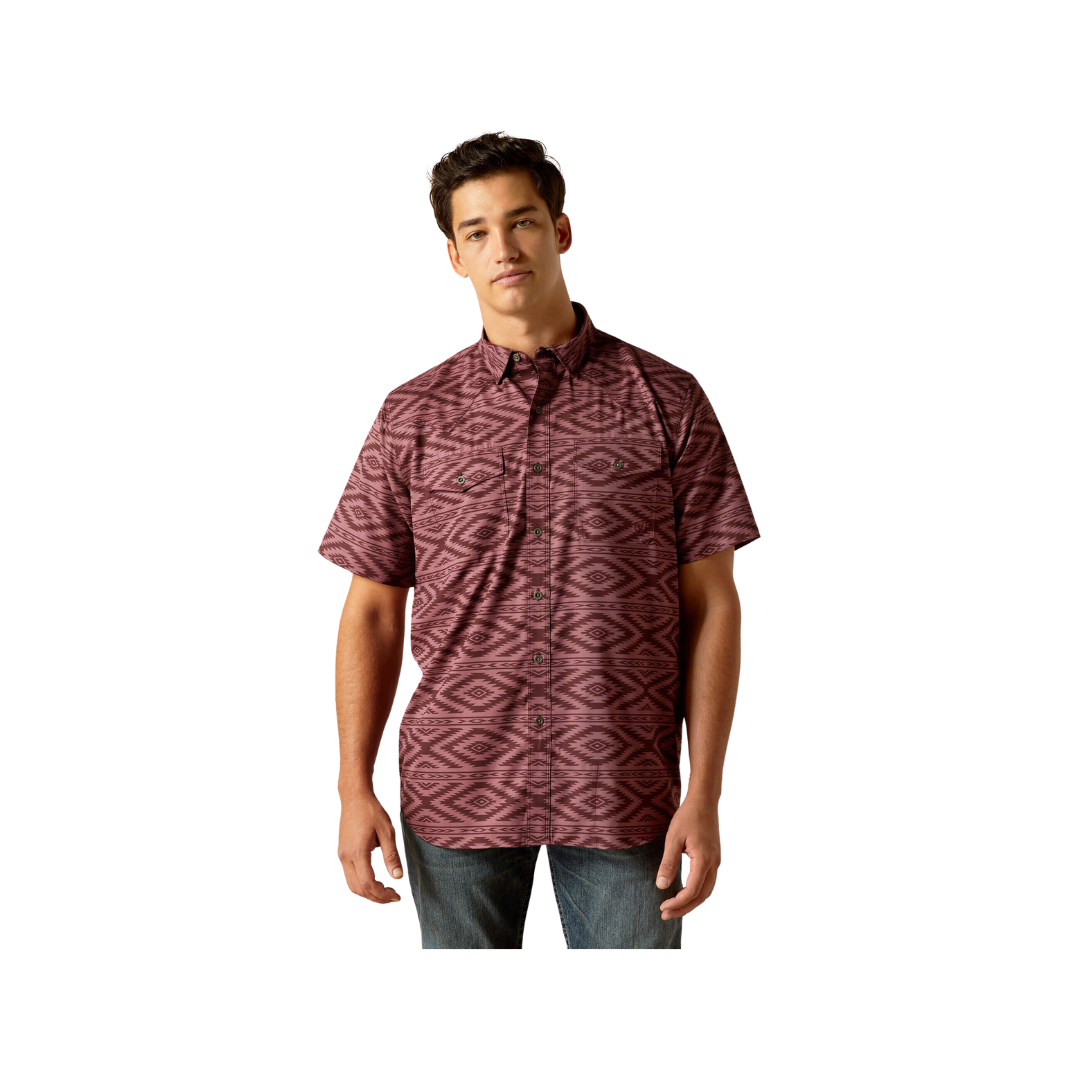 Ariat Men's Venttek Western Fitted Ss Dark Redwood Shirt