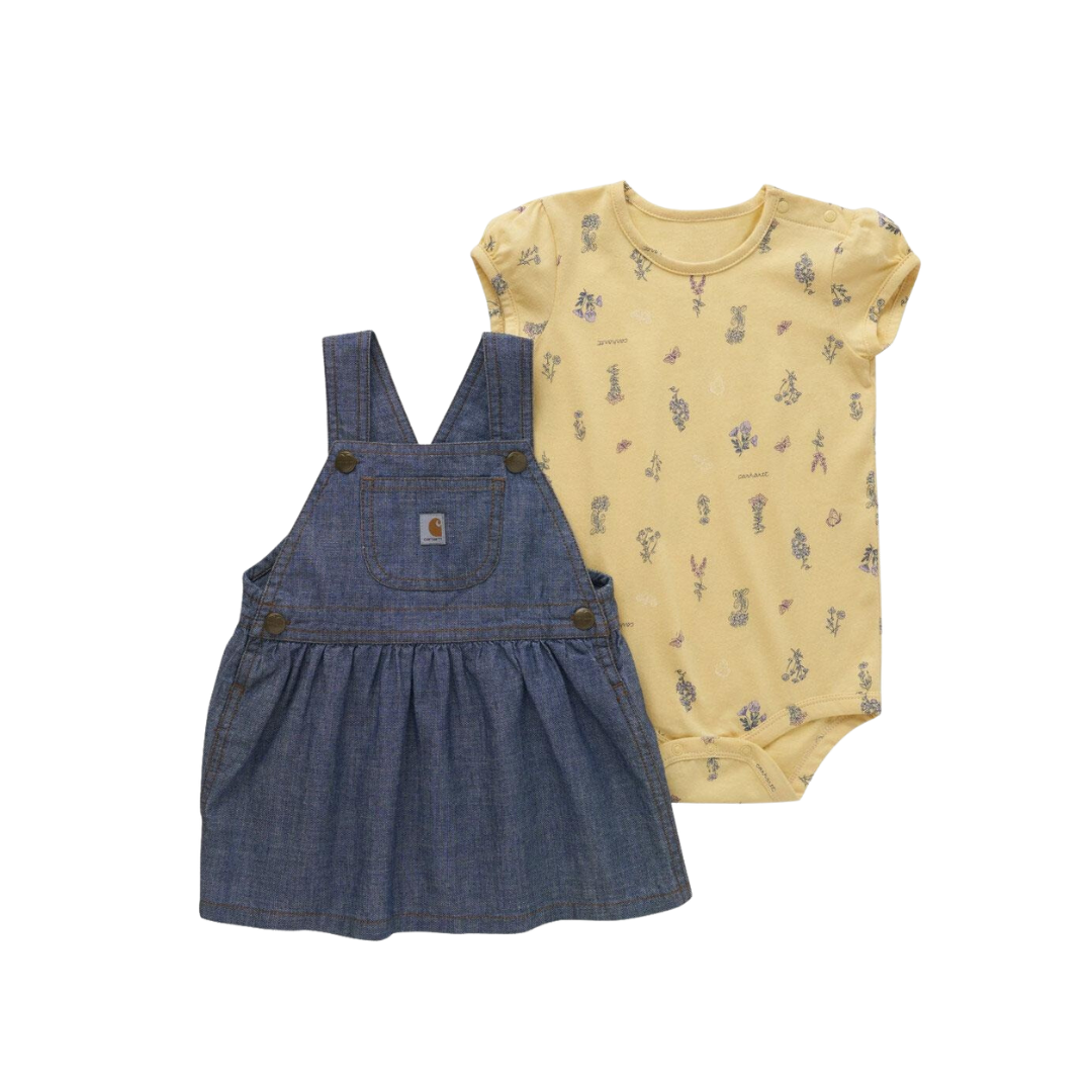 Carhartt Infant Girl's Short Sleeve Print Jumper Set Blue Bodysuit