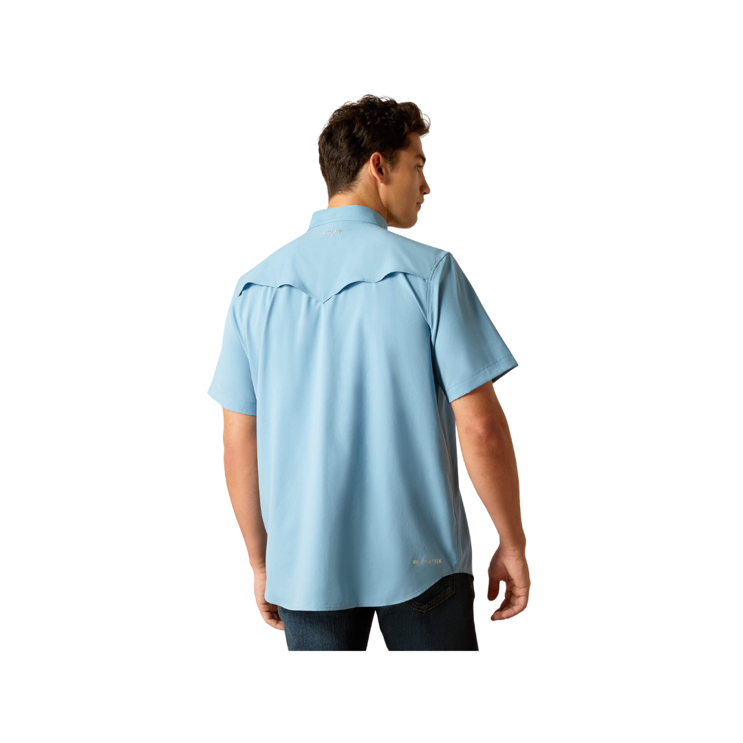 Ariat Men's Venttek Western Fitted Short Sleeve Blue Dawn Shirt