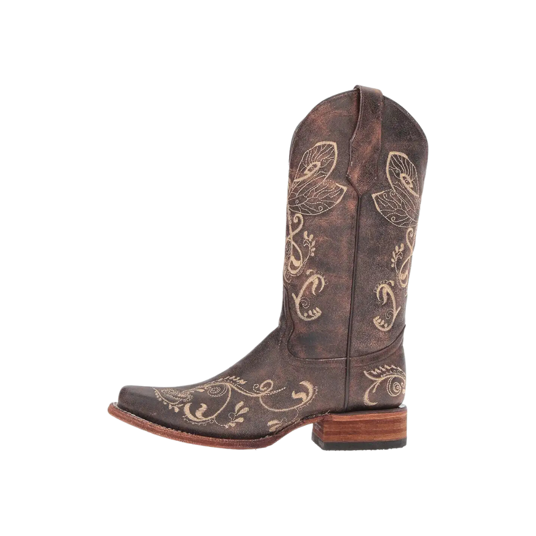 Corral Women's Dragonfly Embroidered Distressed Brown Boots