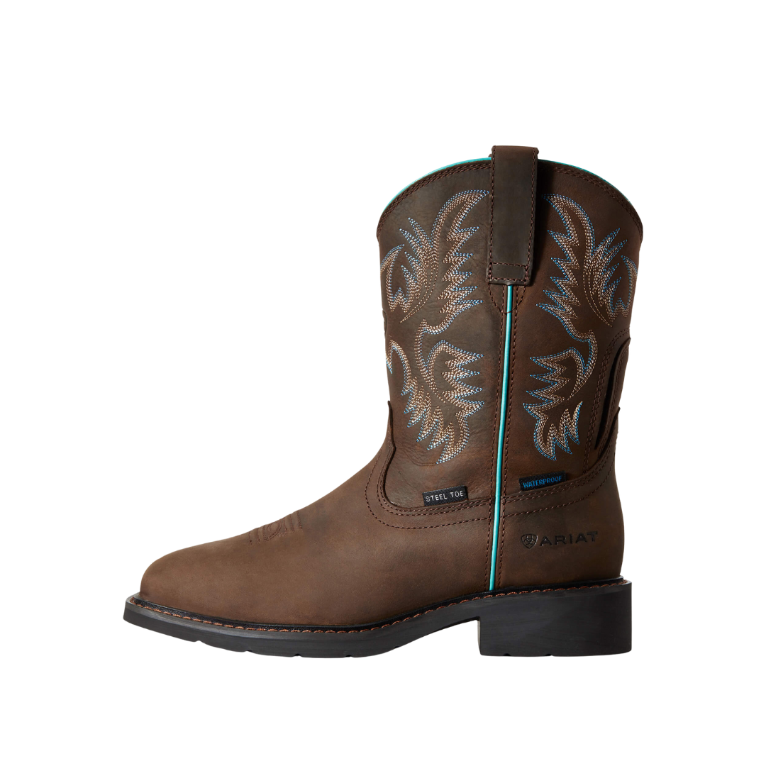 Ariat Women's Krista Waterproof Steel Toe Work Dark Brown Boots