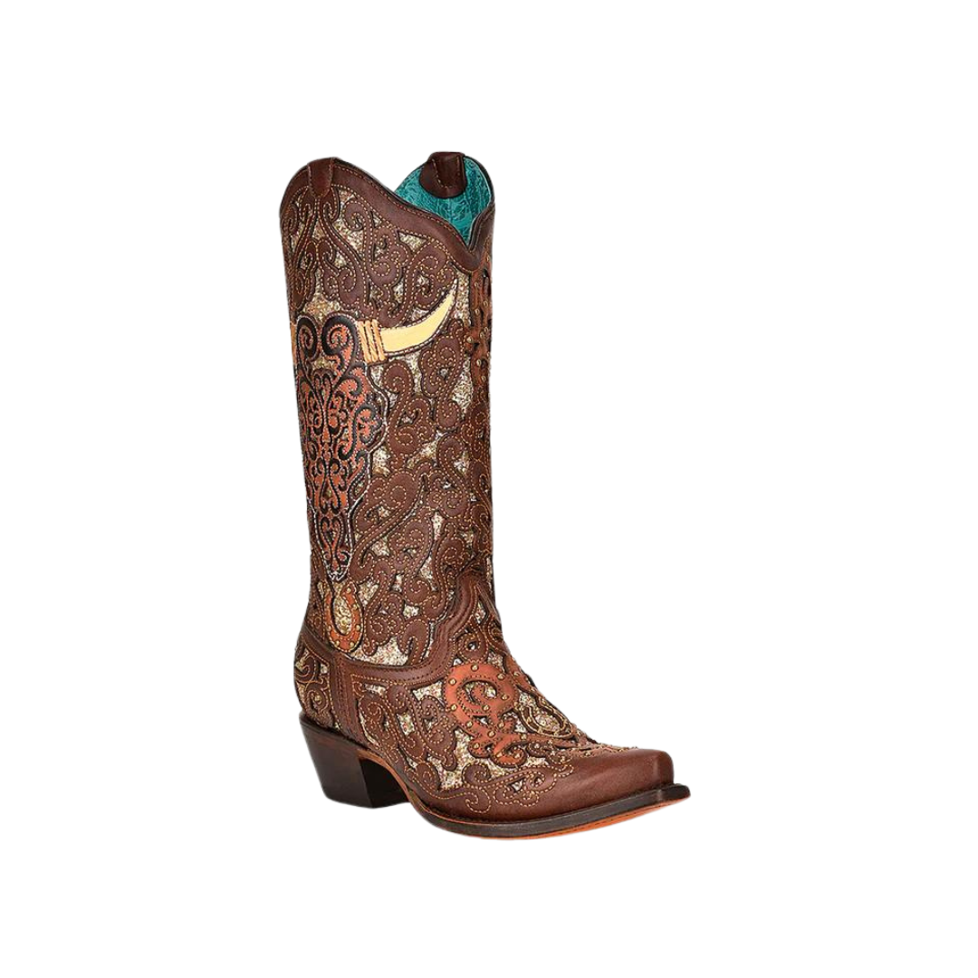Corral Women's Sand Horse Inlay & Multi Embro Boot