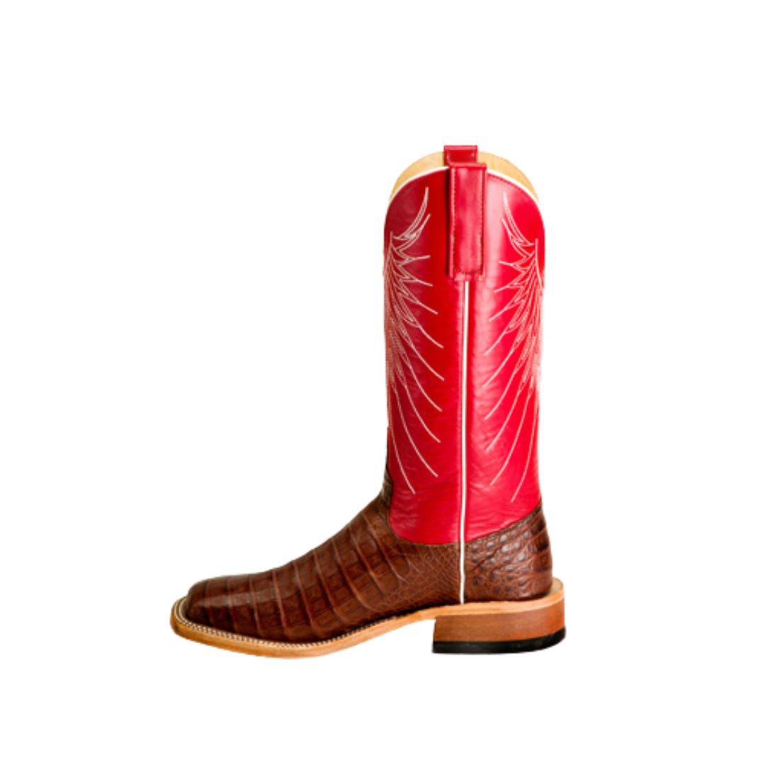 Anderson Bean Men's Tobacco Caiman Belly Red Boot