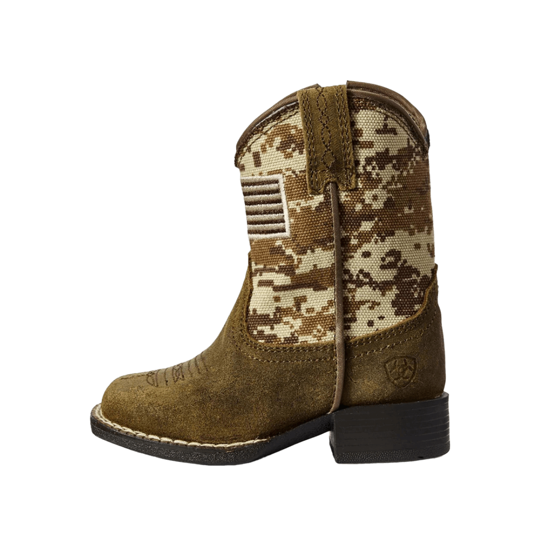 Ariat Toddler Boy's Lil' Stompers Dallas Flag Embroidered Brown Boots