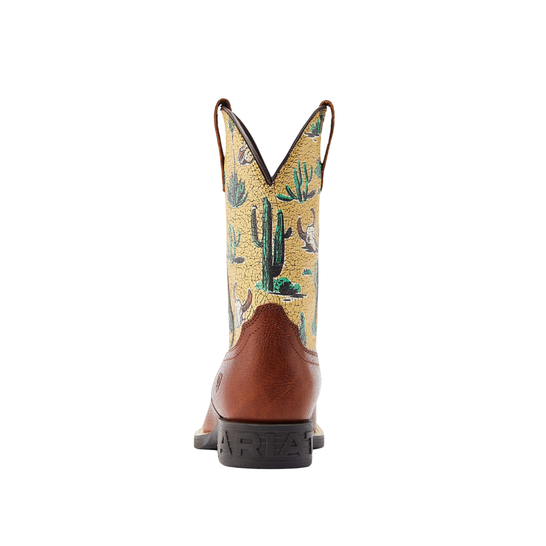Ariat Youth Spiced Cider And Yellow Skull Desert Round Up Western Boot