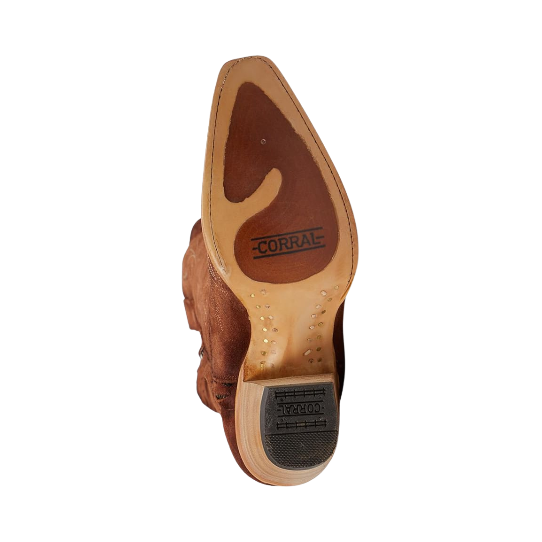 Corral Women's Tooled-Inlay Brown Suede Boots