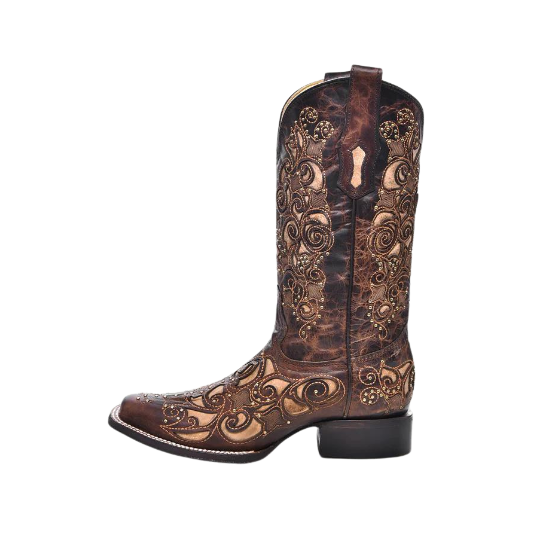 Corral Boots Women's Inlay And Stud Accents Square Toe Boots