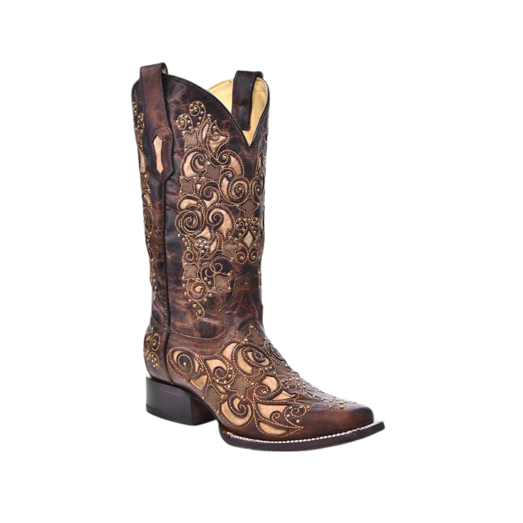 Corral Boots Women's Inlay And Stud Accents Square Toe Boots
