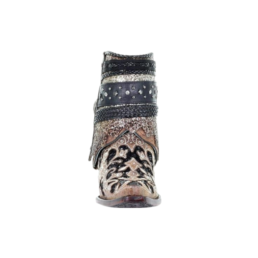 Corral Women's Glitter Flipped Shaft Ankle Brown Boots