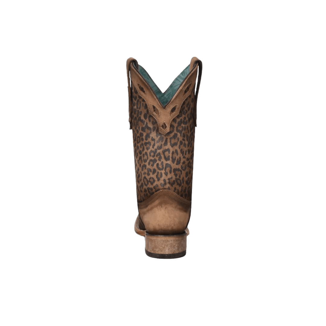 Corral Women's Sand Leopard Print Overlay Square Toe Boots