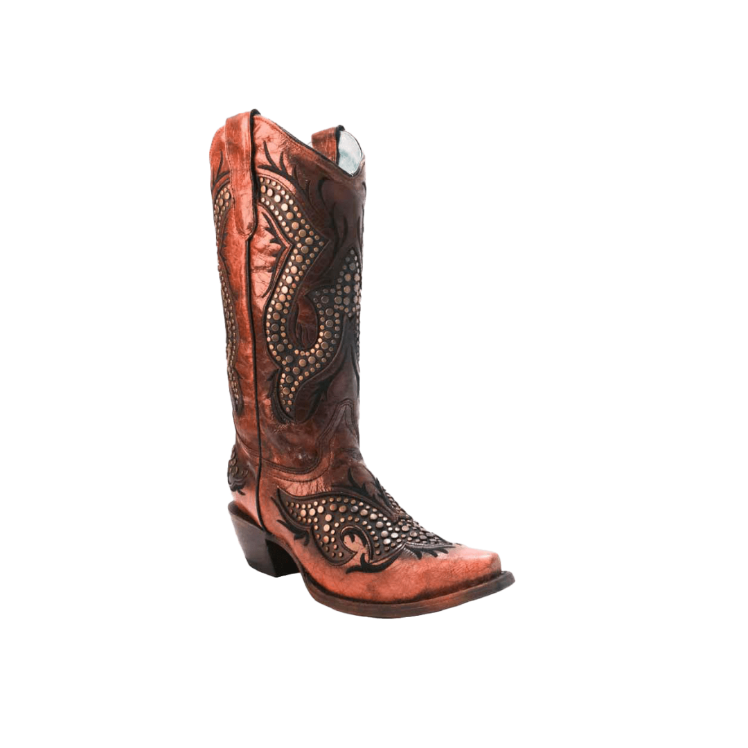 Corral Boots Women's Wine Overlay Embroidery Stud Boots