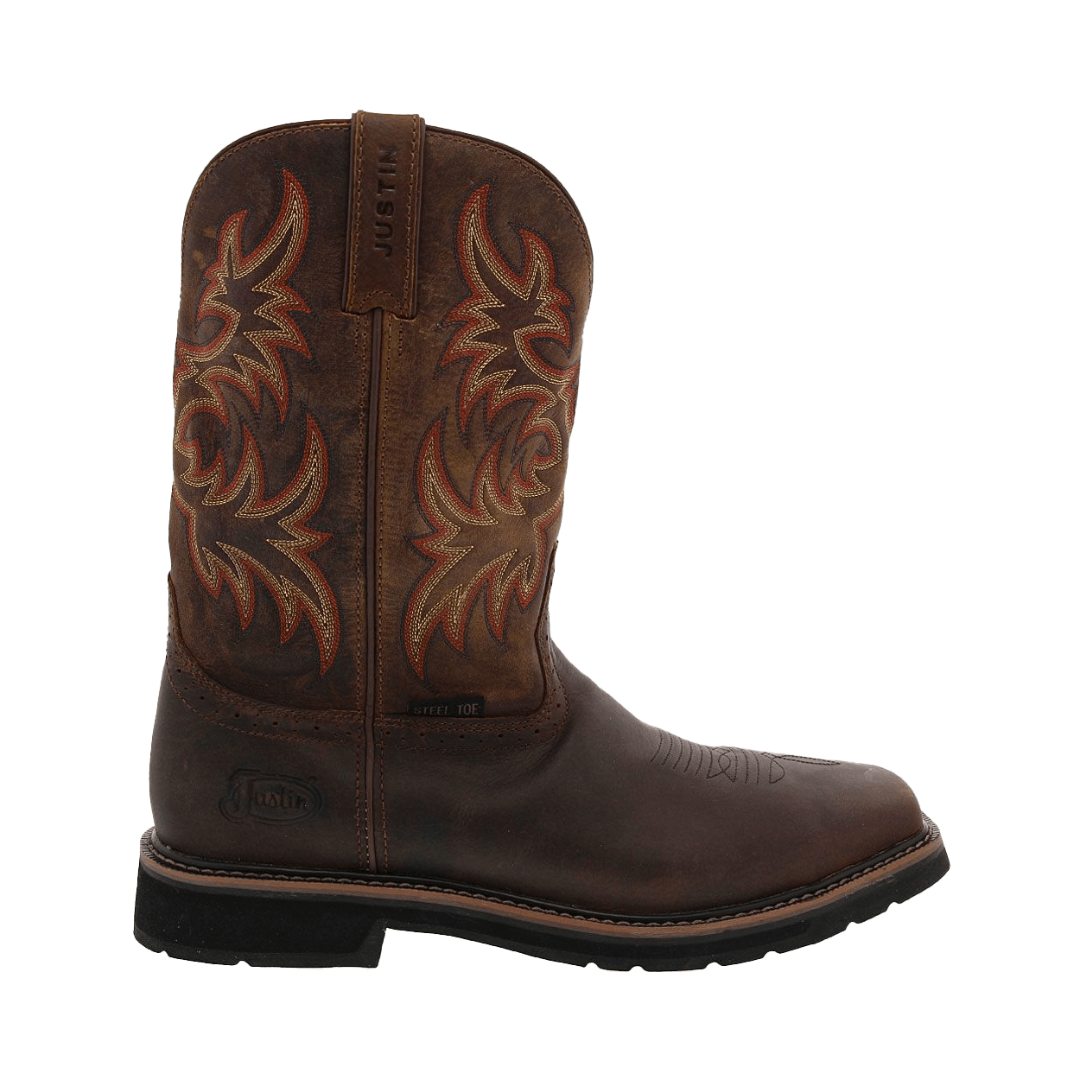 Justin Rugged Men's Cowhide Stampede Steel Tan Boots