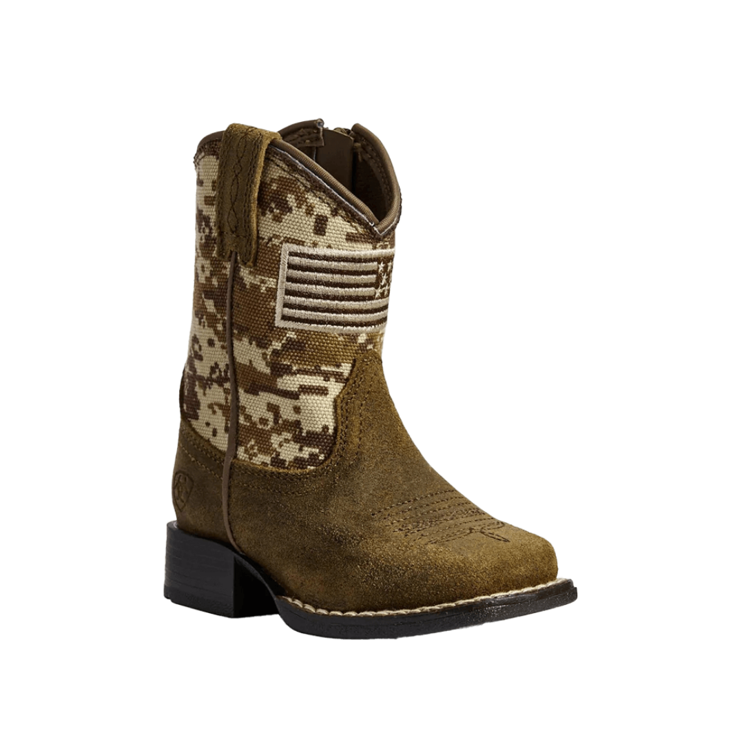 Ariat Toddler Boy's Lil' Stompers Dallas Flag Embroidered Brown Boots
